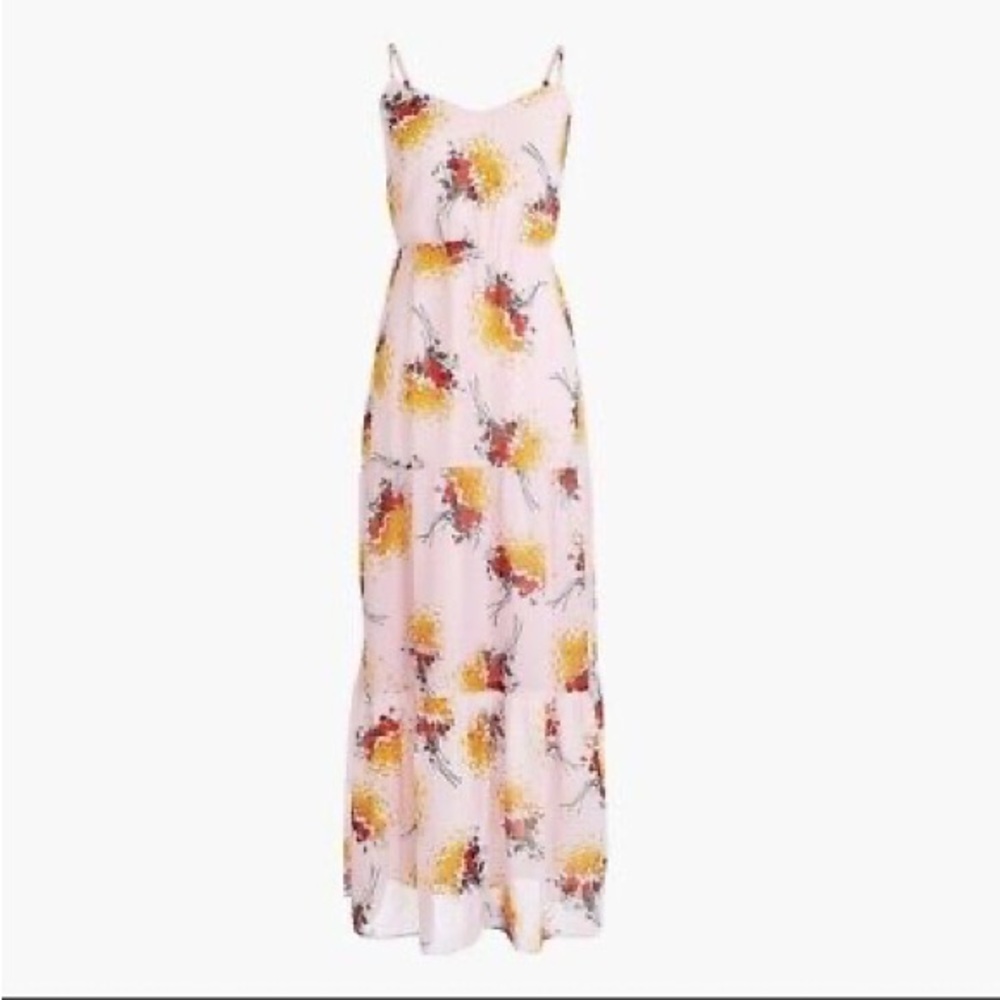Women’s 6 J. CREW MERCANTILE Pink Sunburst Tiered Bouquet Maxi Dress J4424 NWT